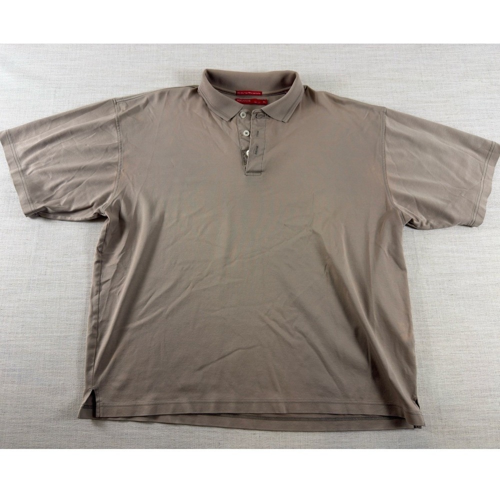 Bugatchi Uomo Mens XL Polo Shirt Taupe Brown Short Sleeve Mercerized Cotton